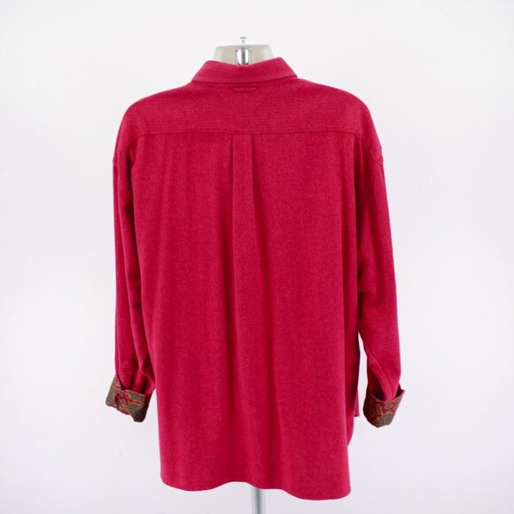 Tommy Hilfiger Red Herringbone Thick Cotton Flip Cuff Paisley Button Down 2XL‎ - Picture 8 of 12